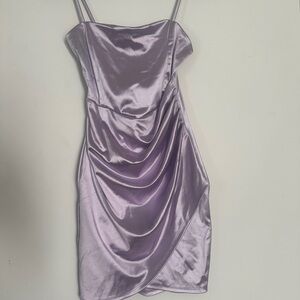 Lavender Satin Homecoming Dress